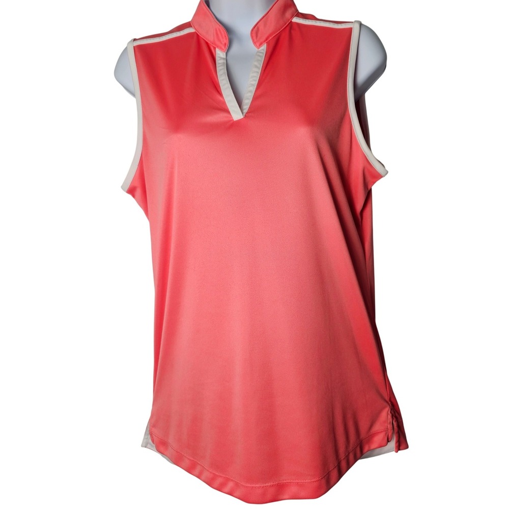 Maggie Lane Womens L Sleeveless Golf Polo Coral Split Neck‎ Gorpcore Tennis